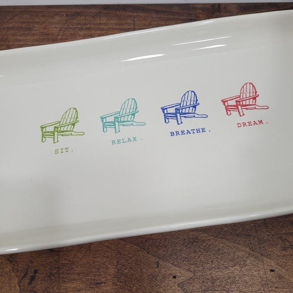 Rae Dunn Magenta Beach Chair Inspirational Platter Ceramic Serving Plate - Picture 2 of 6